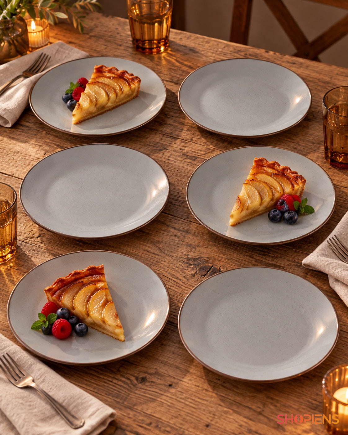 Set de 6 farfurii gri pentru servire, 21 cm