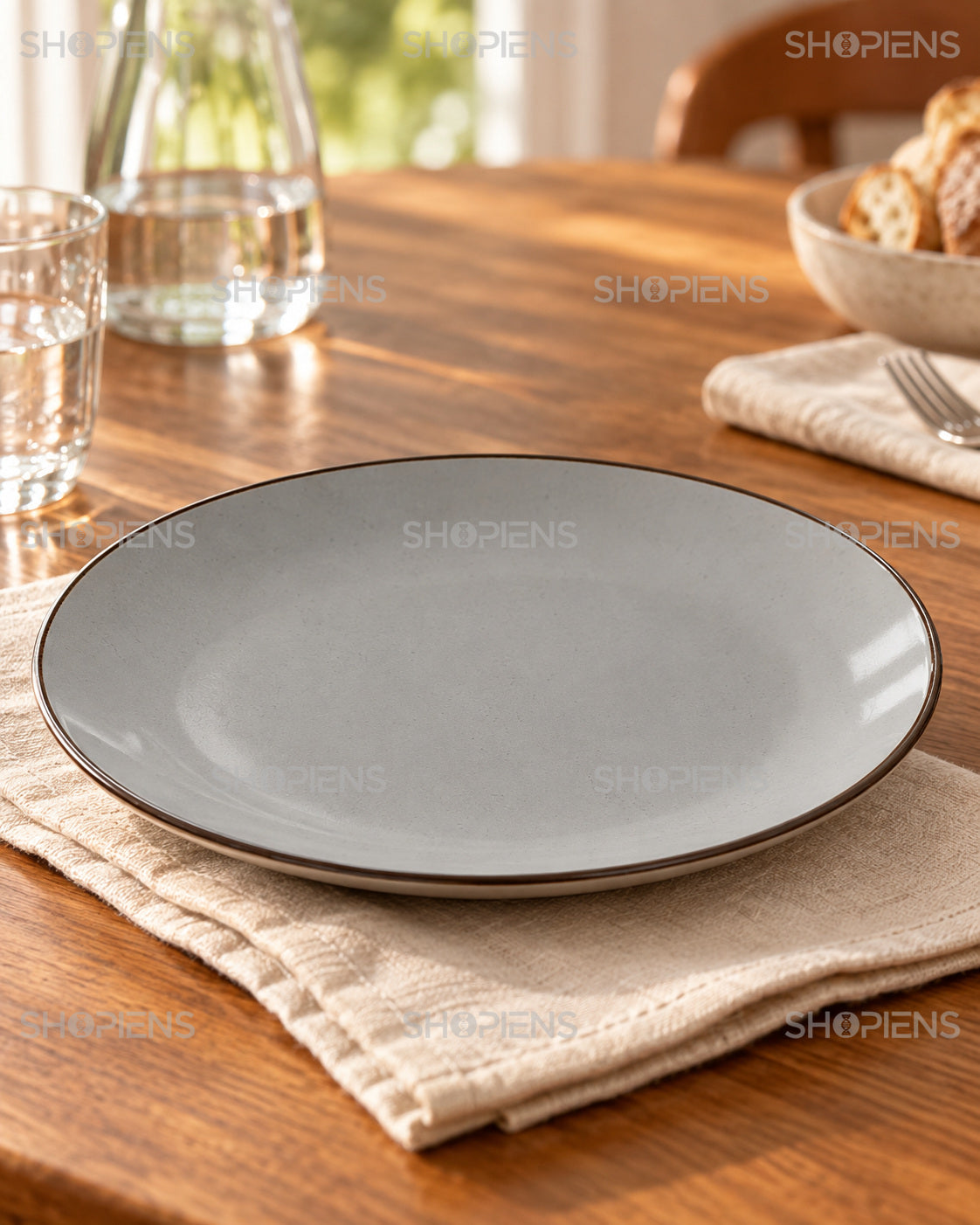 Set de 2 farfurii gri pentru cină, 27 cm