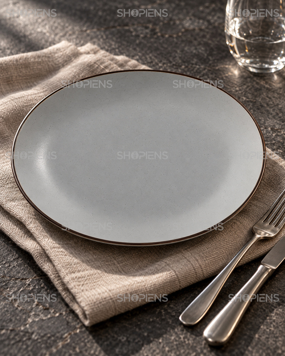 4 farfurii ceramice gri pentru fel principal, 27 cm