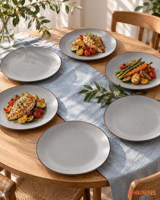 Set de 6 farfurii gri pentru masa în familie, 27 cm