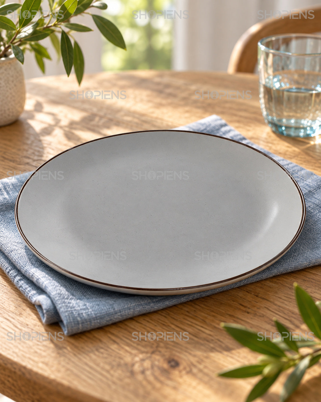 Set de 6 farfurii gri pentru masa în familie, 27 cm