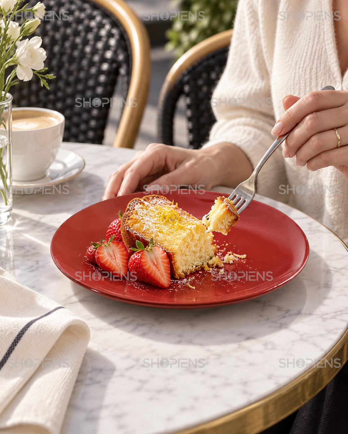 Set de 2 farfurii roșii pentru desert, 19 cm