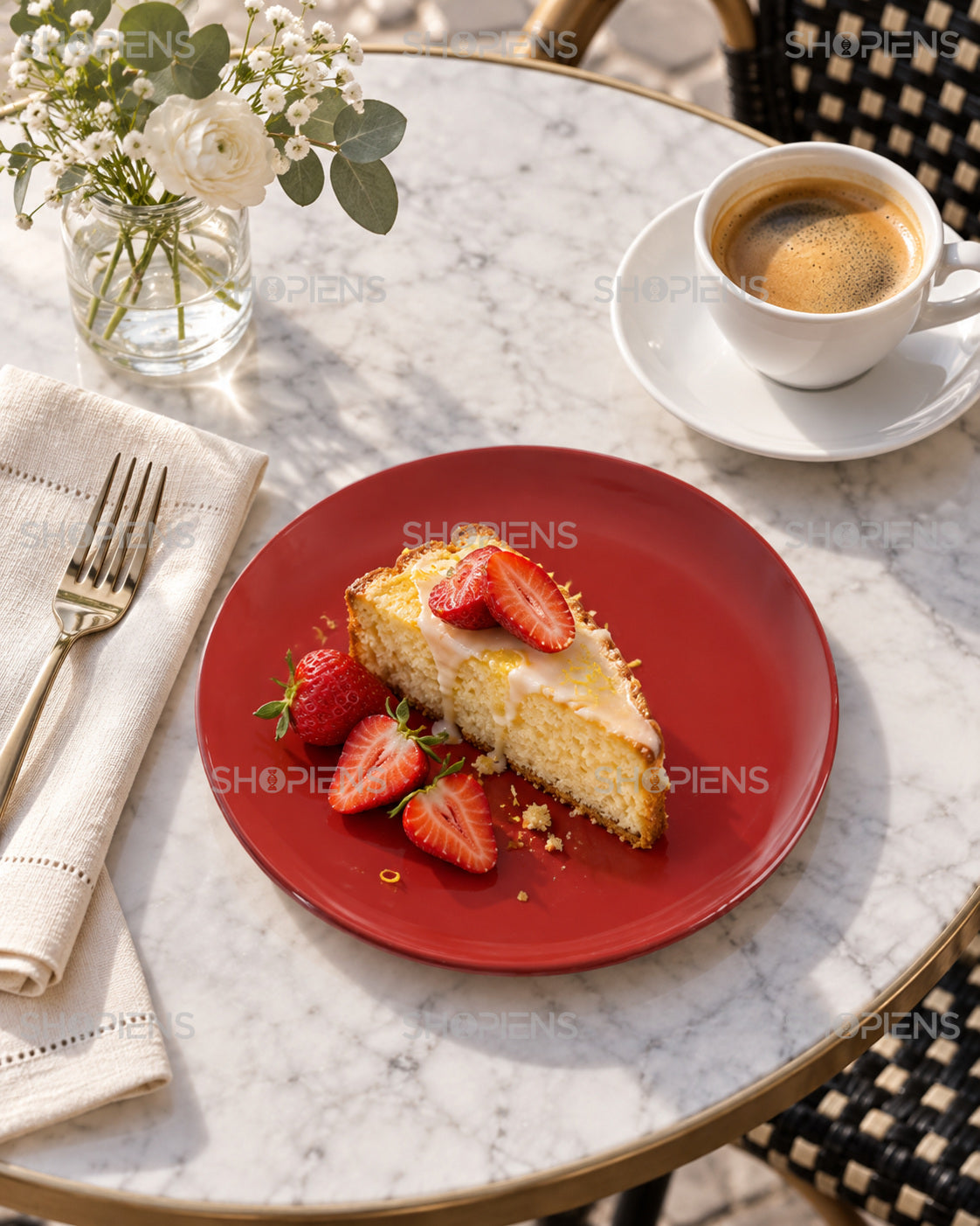 Set de 2 farfurii roșii pentru desert, 19 cm