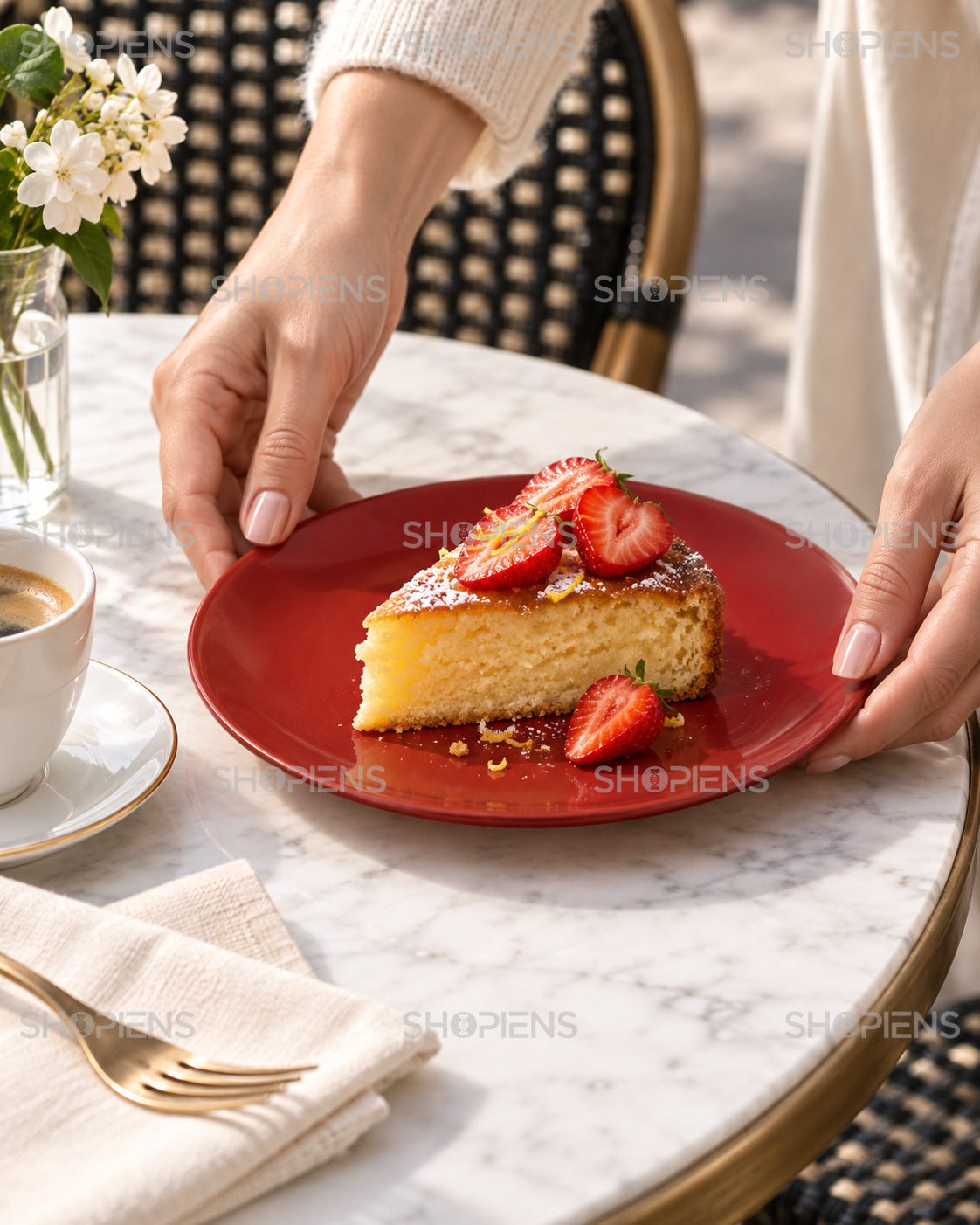 Set de 2 farfurii roșii pentru desert, 19 cm