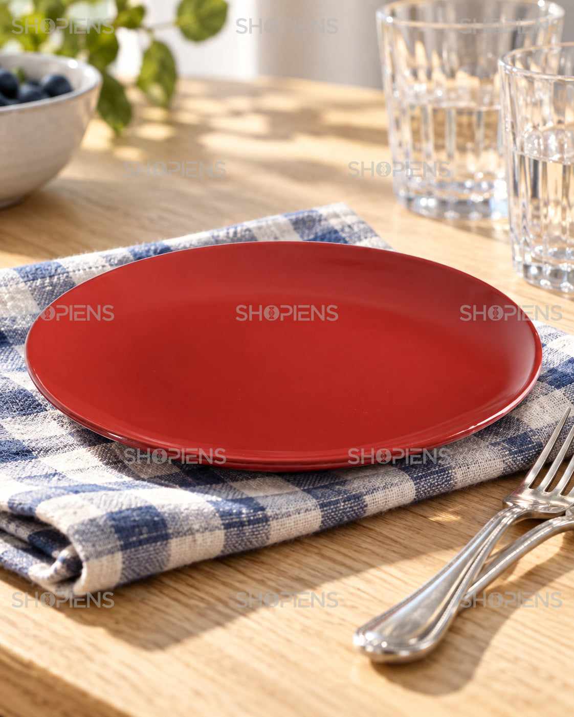 4 farfurii ceramice roșii pentru gustări, 19 cm