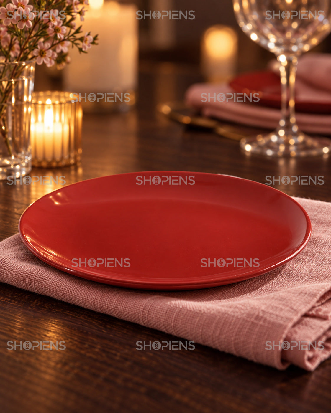 Set de 6 farfurii roșii pentru fructe, 19 cm