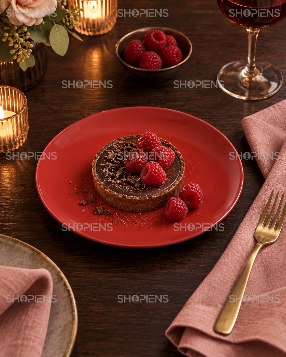 Set de 6 farfurii roșii pentru fructe, 19 cm