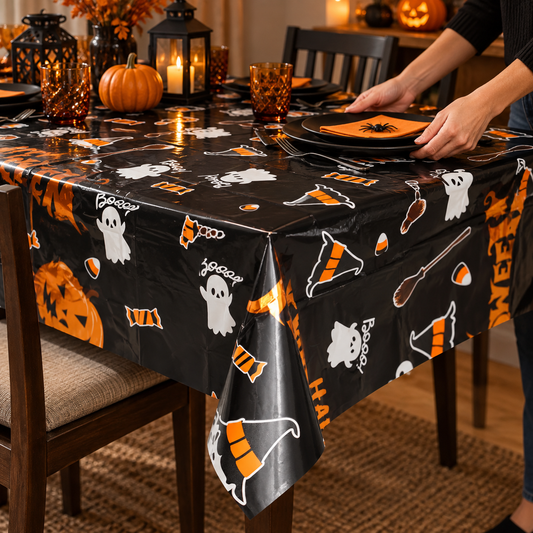Fata De Masa Happy Halloween Cu Dovleci, 183 X 137 Cm - in folosinta 1 - Shopiens