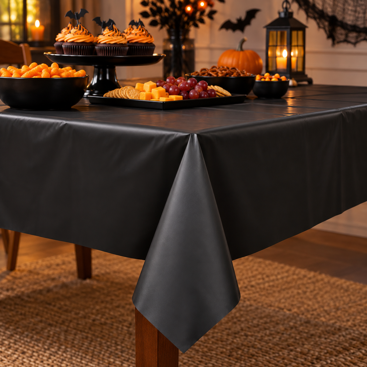 Fata De Masa Neagra Pentru Petreceri, 274 X 137 Cm - in folosinta 2 - Shopiens