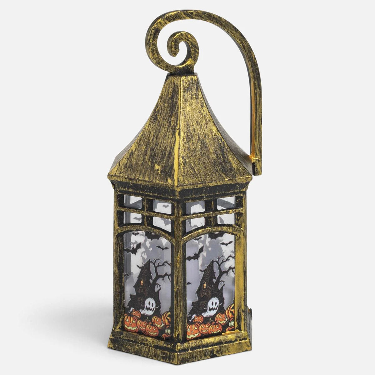Felinar Bronz Cu Fantoma Si Lumanare Luminoasa, 14 Cm