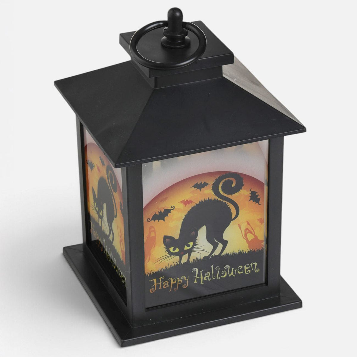 Felinar Cu Pisica Neagra Si 10 LED-uri Pentru Halloween, 21 Cm - Shopiens