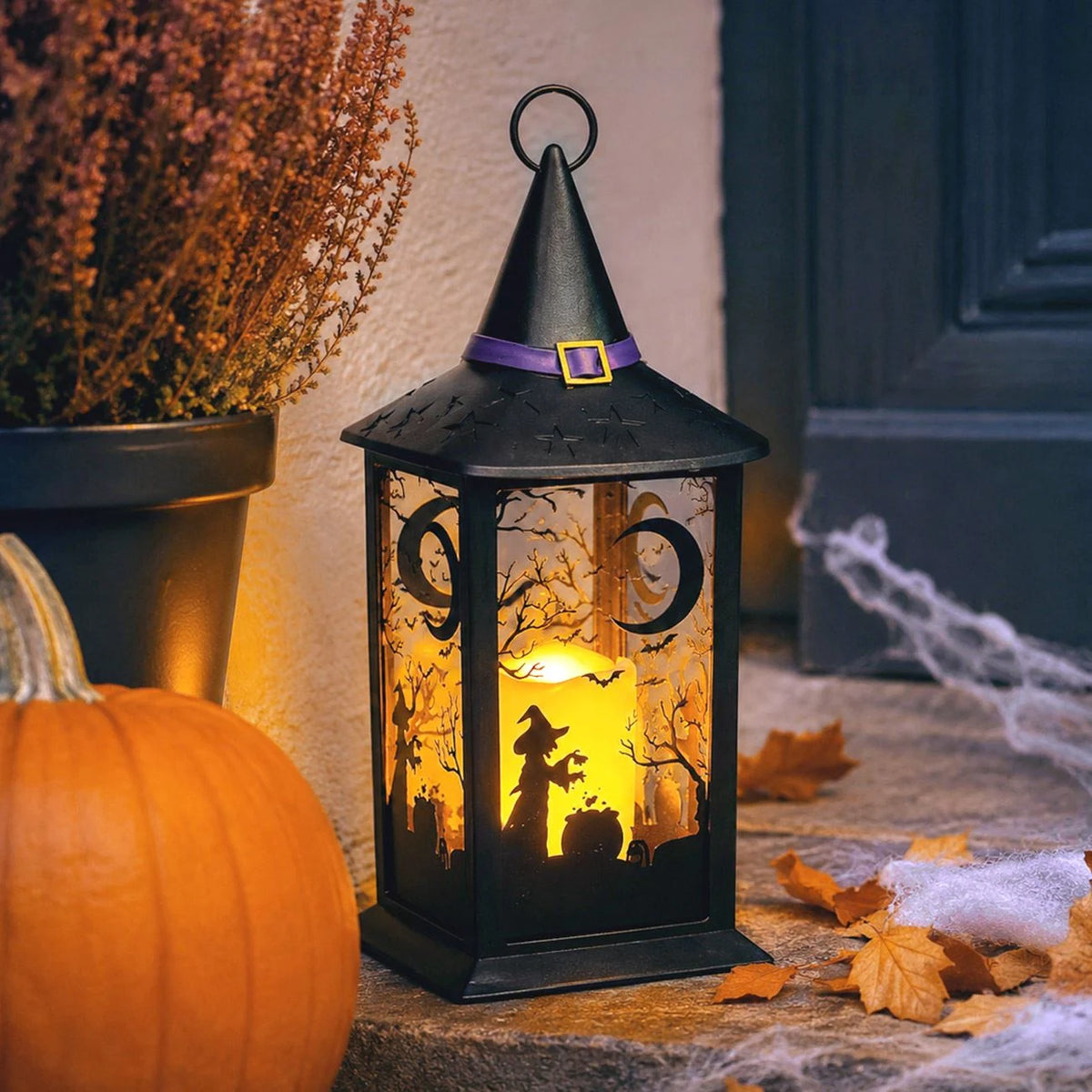 Felinar Negru Palarie De Vrajitoare Cu LED, 35 Cm - Shopiens