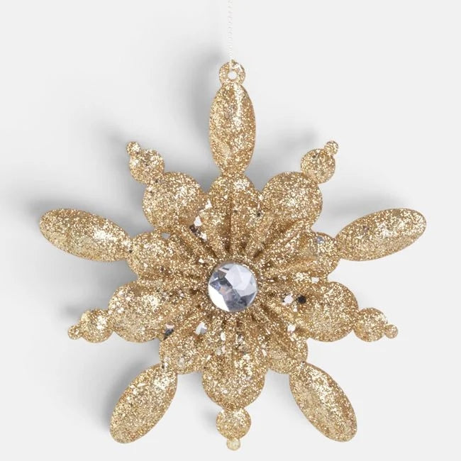 Fulg 3D șampanie cu stras și glitter, 12 cm, vedere produs | Shopiens®