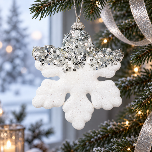 Fulg Alb Irizat Cu Paiete Pentru Brad 12 Cm - lifestyle principala - Shopiens