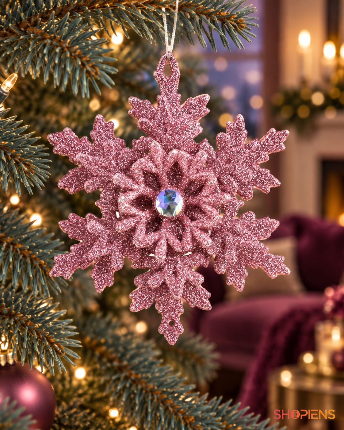 Fulg roz cu cristal și glitter în brad – Shopiens