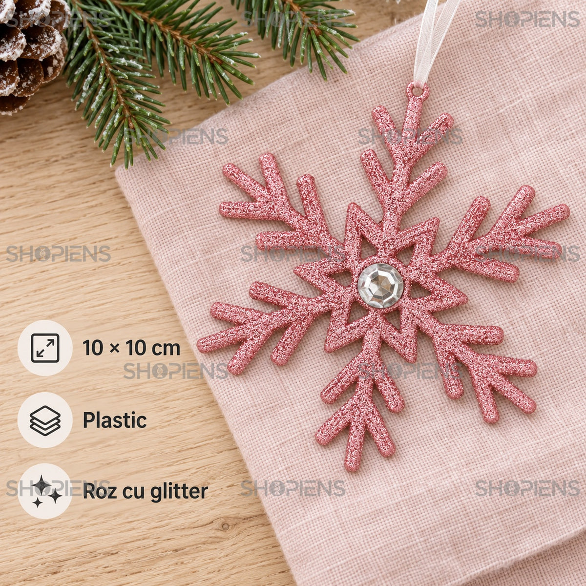 Fulg roz de 10 × 10 cm – specificații – Shopiens