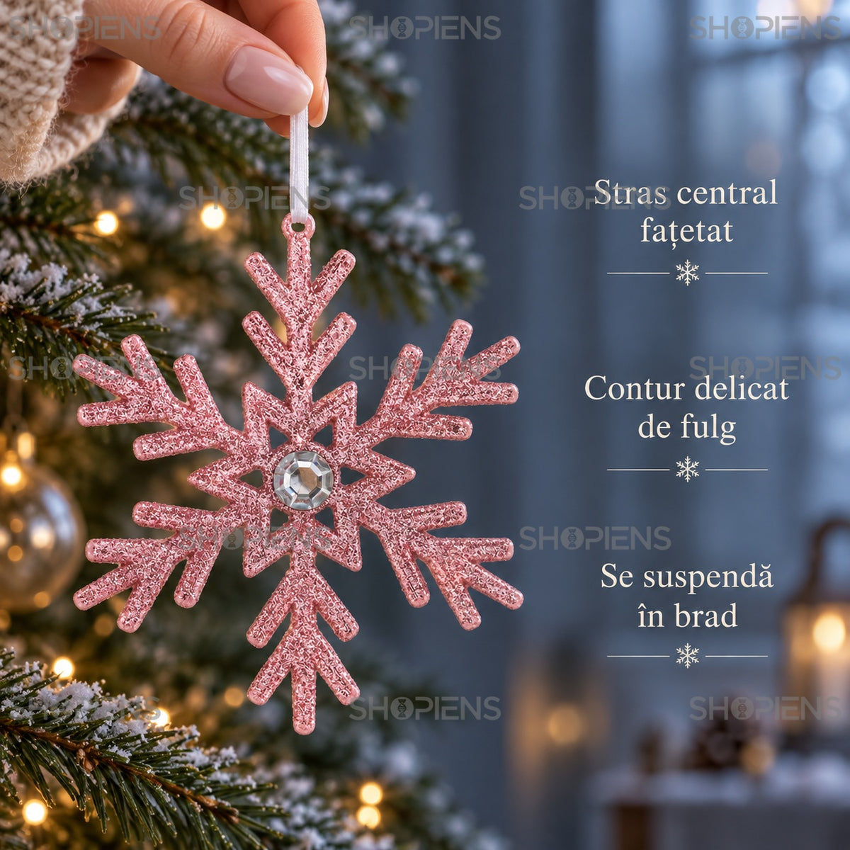 Fulg roz cu stras central – detalii decorative – Shopiens