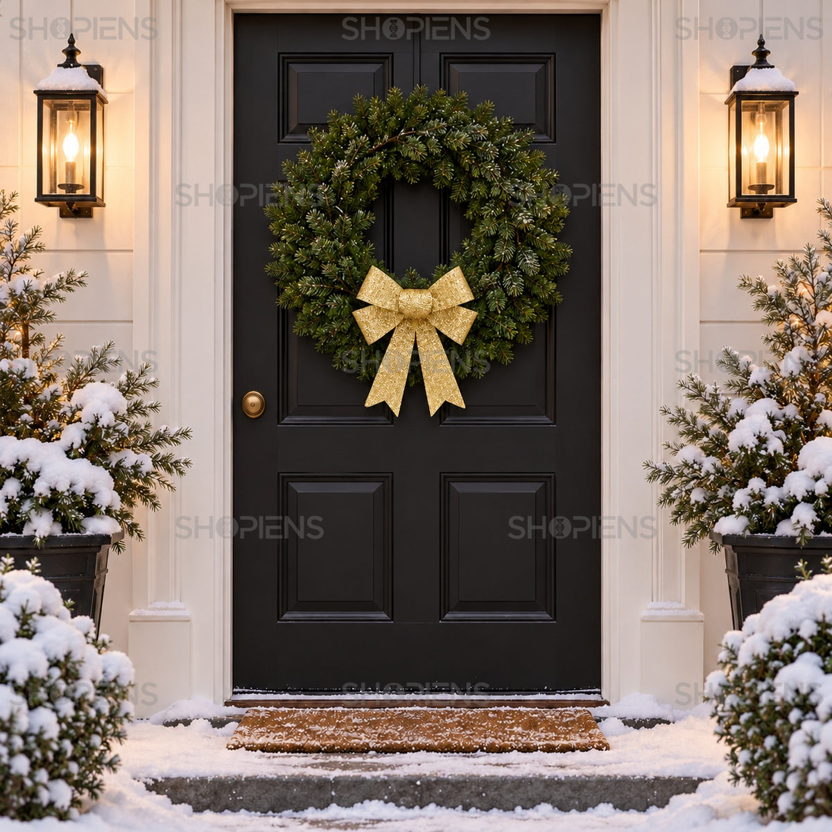 Fundă aurie cu glitter, 46 × 36 cm, pe coroniță la intrare, decor neinclus | Shopiens®