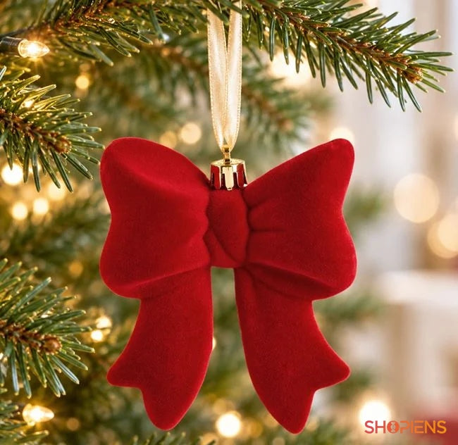 Fundă roșie catifelată pentru brad, 10 cm, în brad, decor neinclus | Shopiens®
