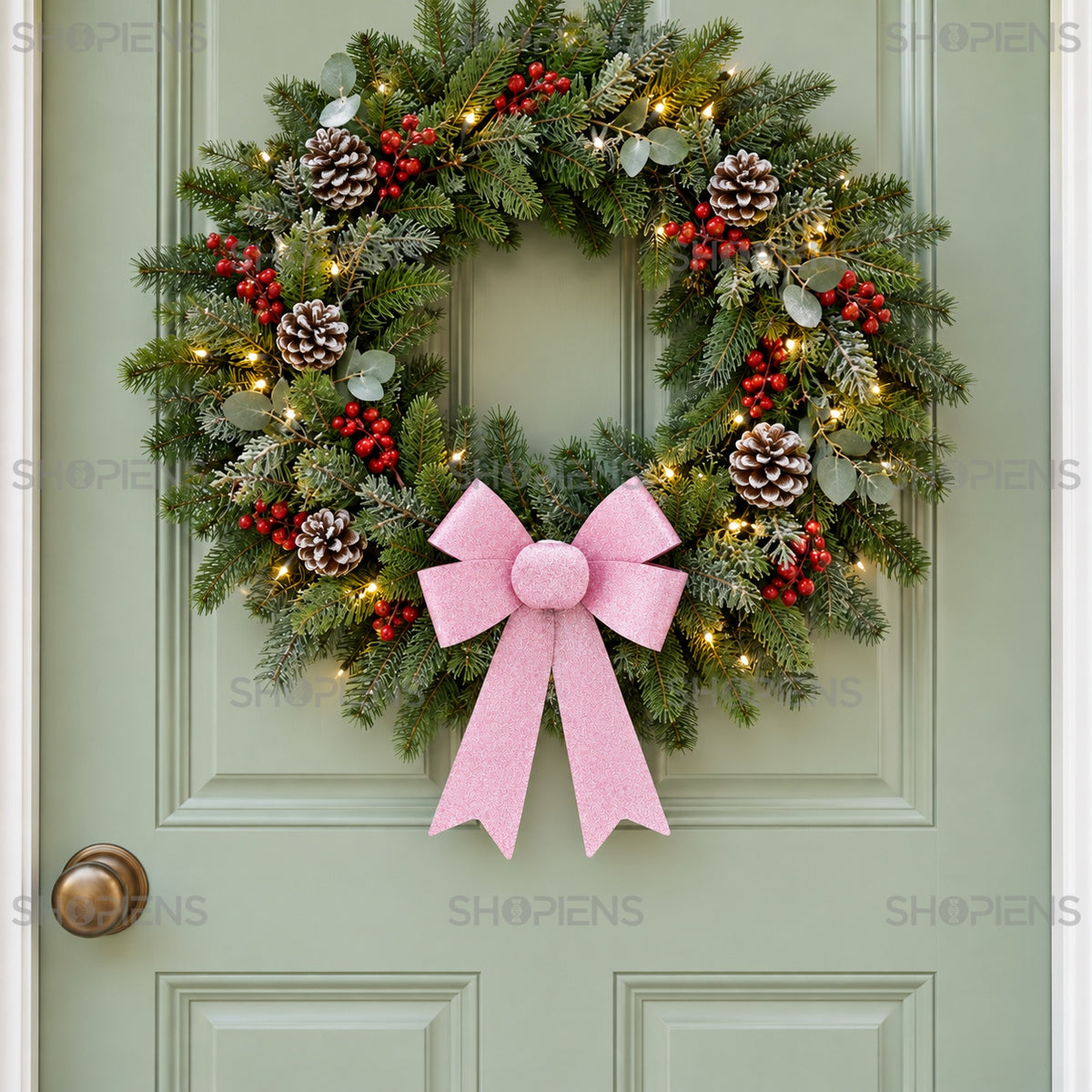 Fundă roz cu glitter, 22 × 33 cm, pe coroniță la ușă, decor neinclus | Shopiens®