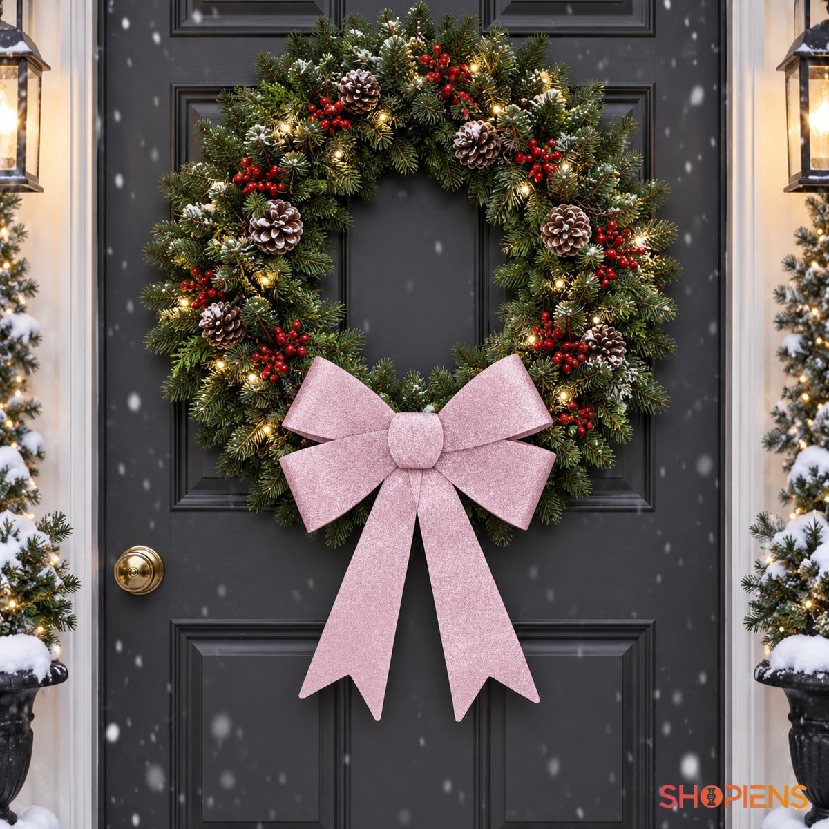 Fundă roz cu glitter, 33 × 38 cm, pe coroniță la ușă, decor neinclus | Shopiens®