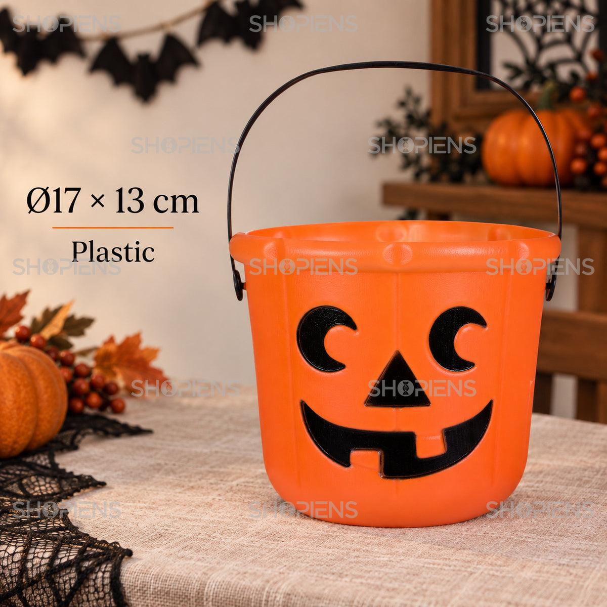 Găletușă Dovleac De Halloween, 17 Cm