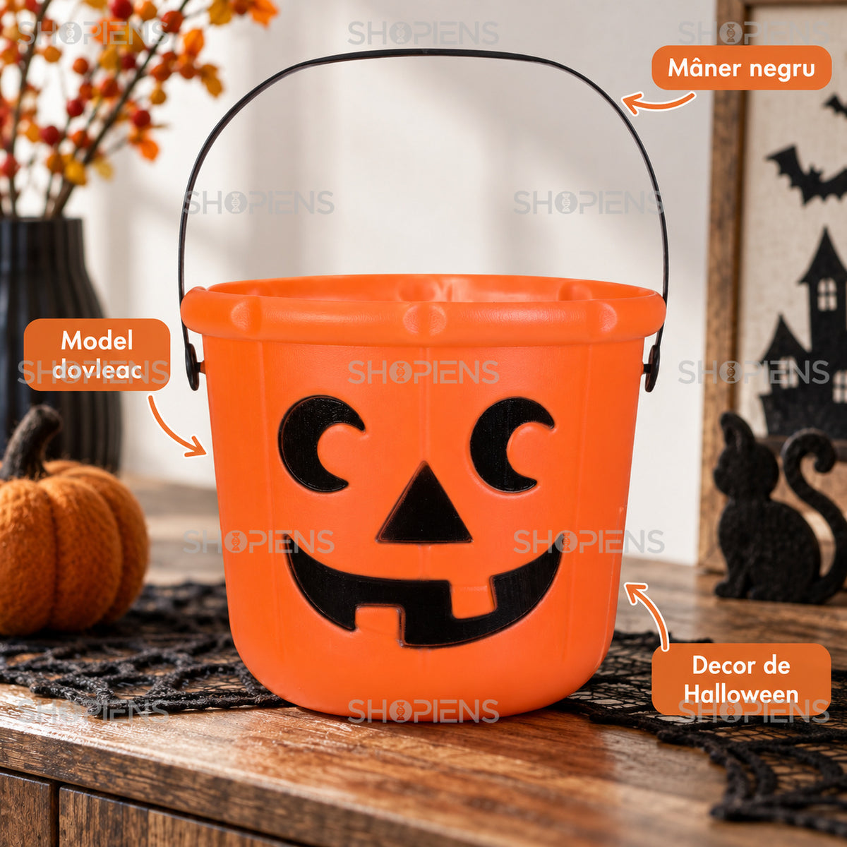 Găletușă Dovleac De Halloween, 17 Cm