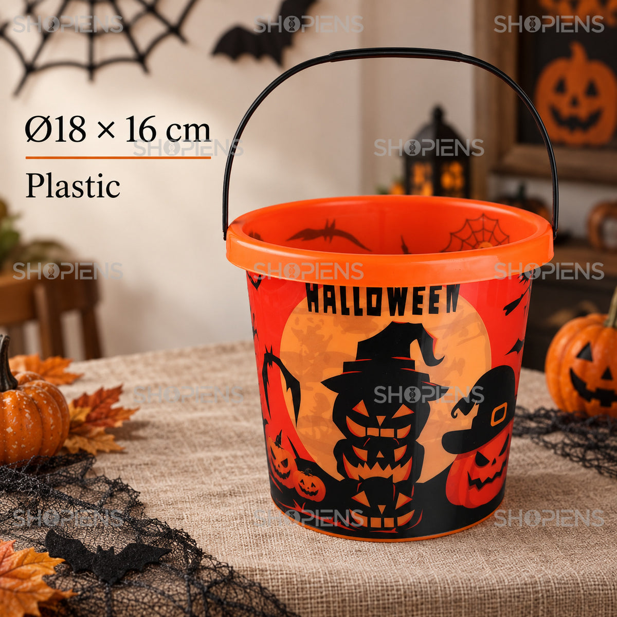 Găletușă Halloween Cu Dovleci, 18 Cm