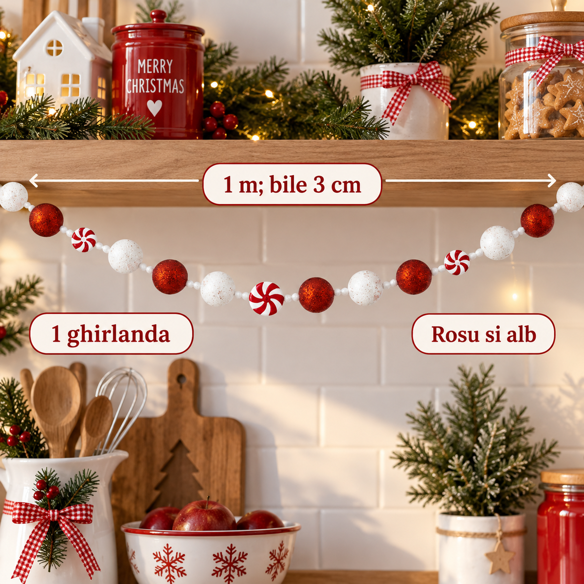 Ghirlanda Candy Cu Bomboane Si Bile, 1 M - specificatii - Shopiens