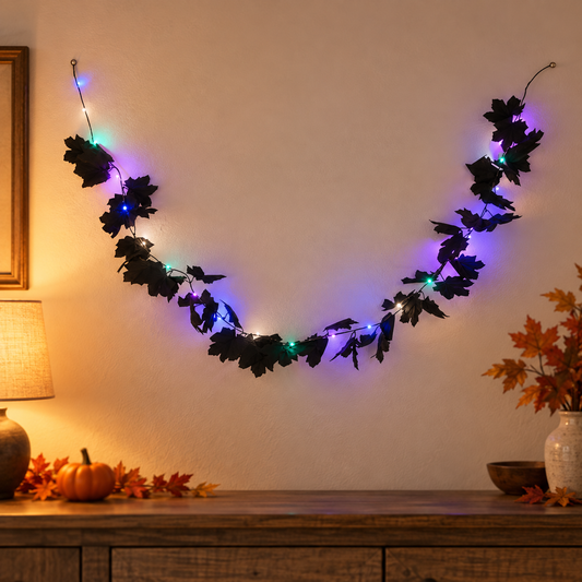 Ghirlanda Cu Frunze Negre Si LED Multicolor, 2 M - Shopiens