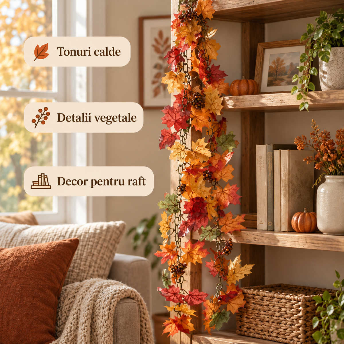 Ghirlanda Cu Frunze Si Fructe Decorative, 180 Cm - avantaje - Shopiens