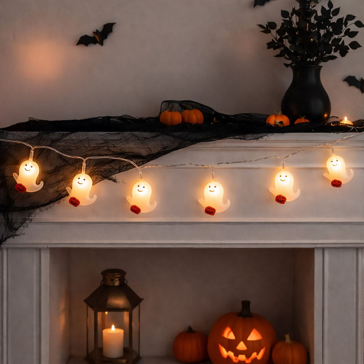Ghirlanda Cu Zece Fantome LED Alb Cald, 0,9 M - Shopiens