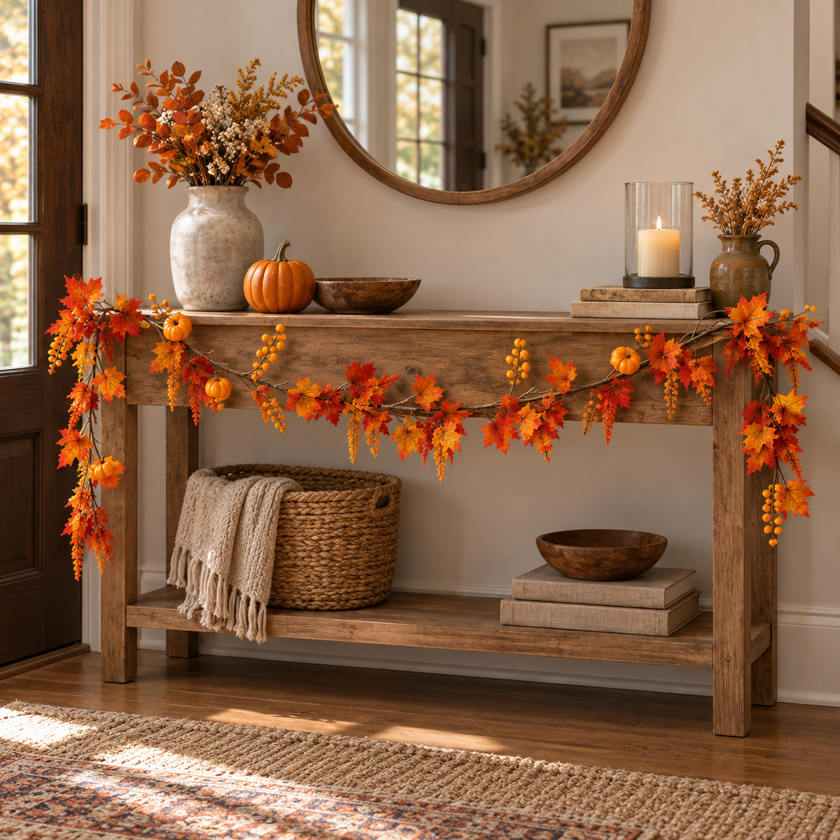 Ghirlanda De Toamna Cu Mini Dovleci Si Frunze, 160 Cm - in folosinta 1 - Shopiens