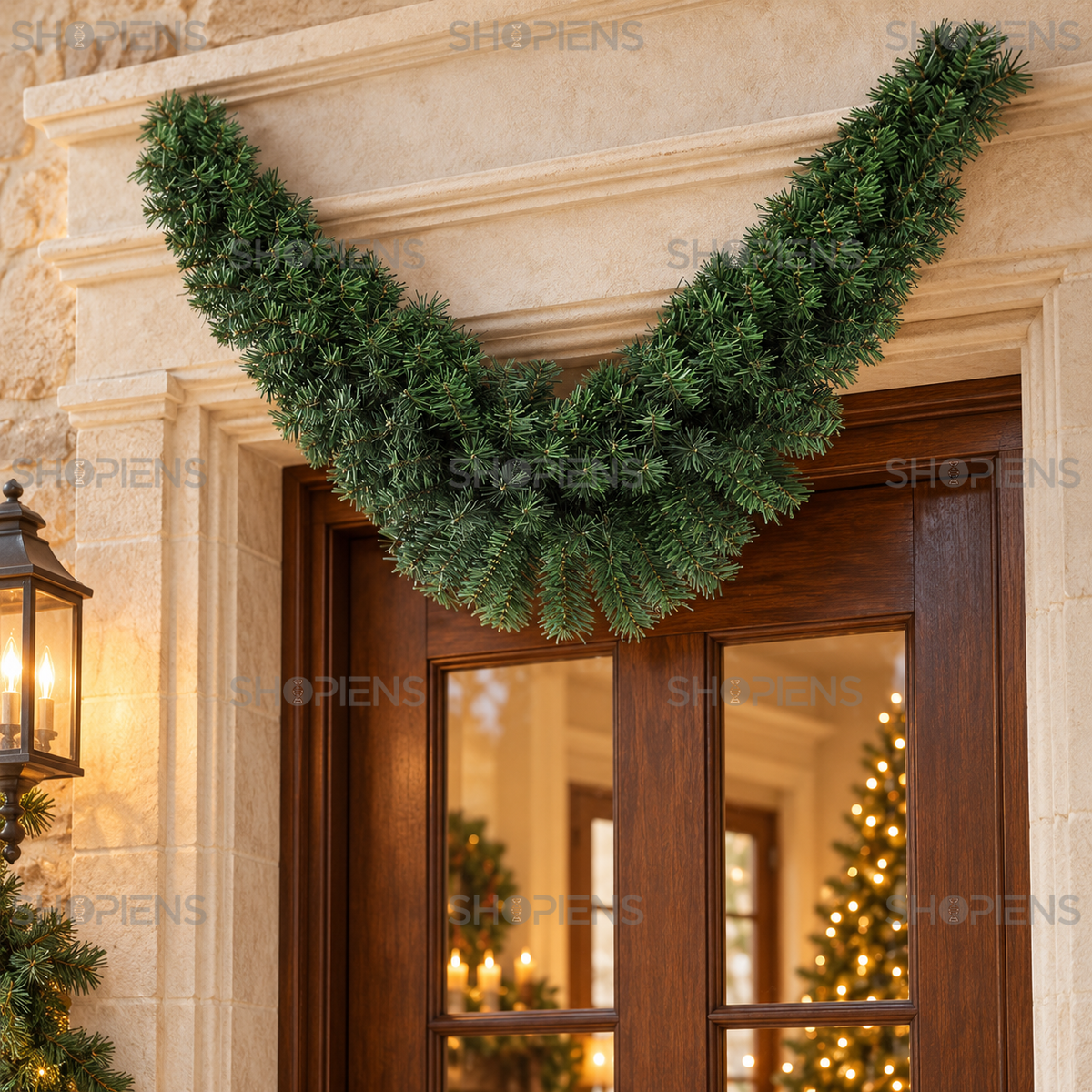 Ghirlandă verde tip arc, 122 cm, montată la intrare, decor neinclus | Shopiens®