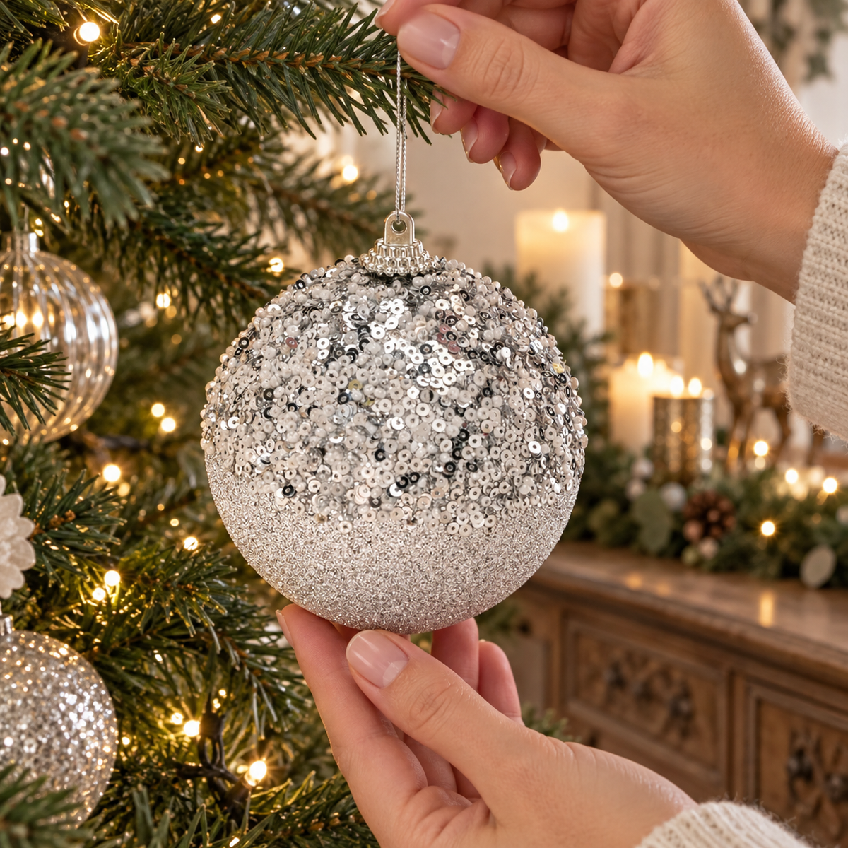 Glob Argintiu Cu Paiete Si Glitter 9 Cm - in folosinta 1 - Shopiens