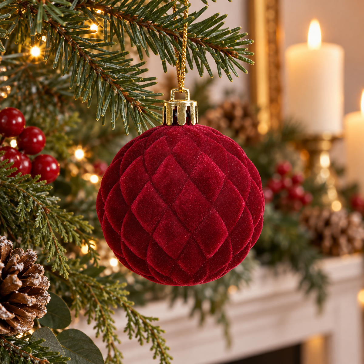 Glob Bordo Catifelat Cu Romburi 6 Cm - in folosinta 2 - Shopiens