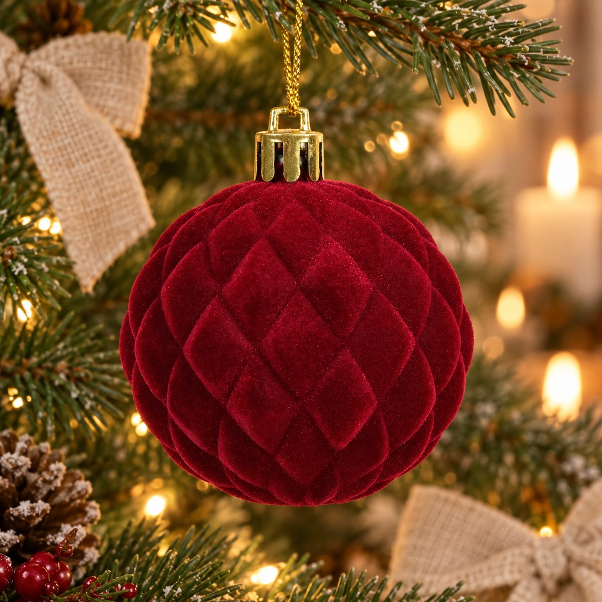 Glob Bordo Catifelat Cu Romburi 6 Cm - lifestyle principala - Shopiens