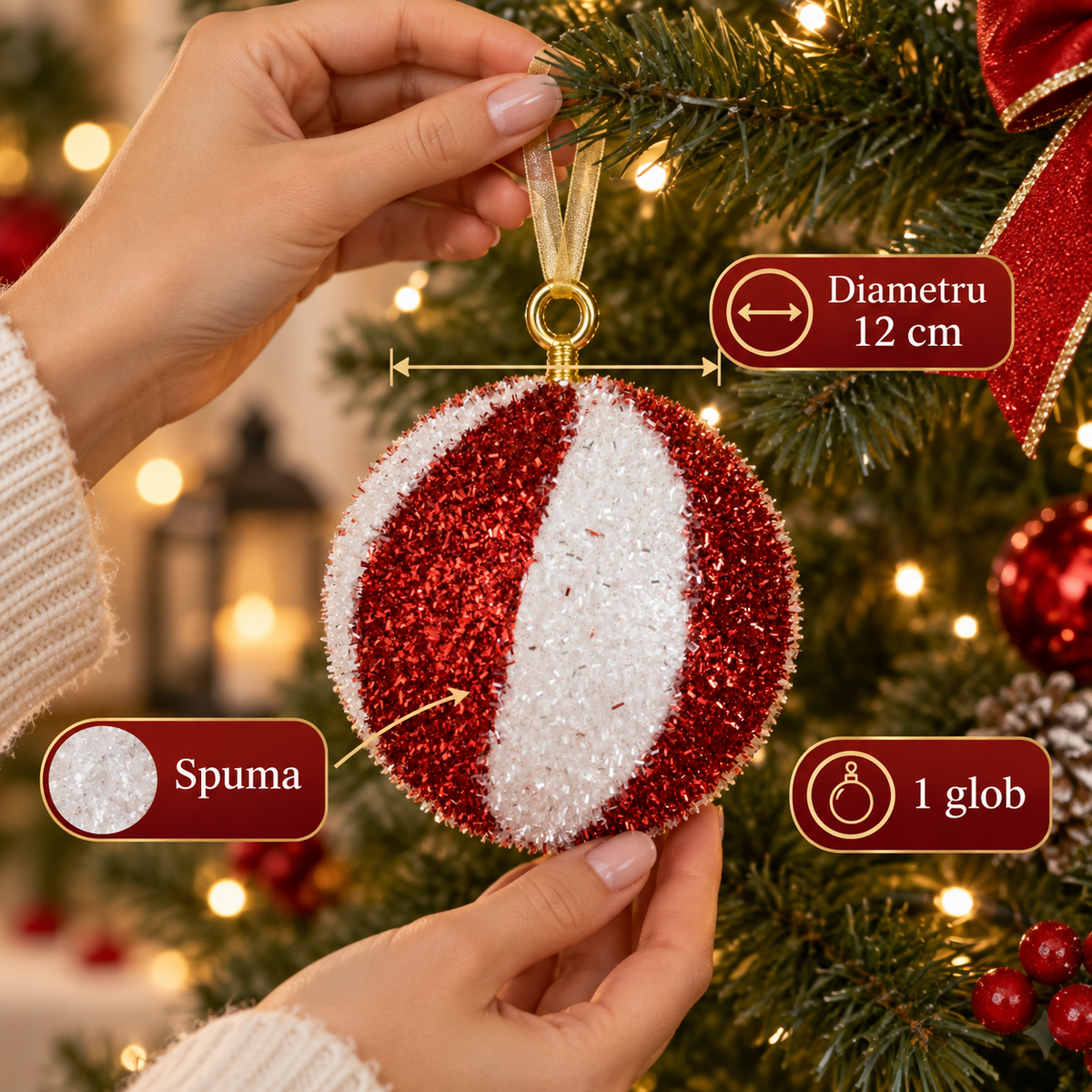 Glob Candy Din Spuma Cu Beteala, 12 Cm - specificatii - Shopiens