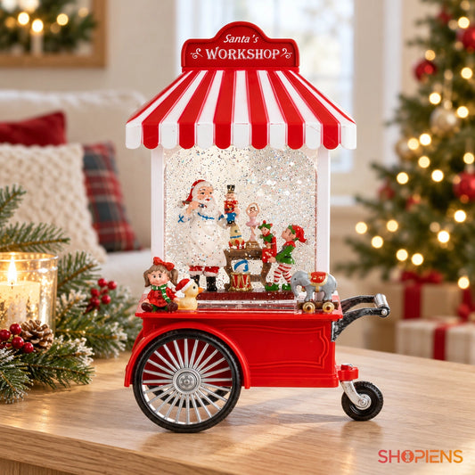 Decorațiune candy shop cu glitter, LED și muzică, 28 cm în decor luminos de Crăciun | Shopiens®