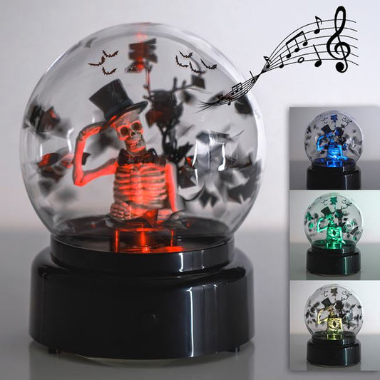 Glob Horror Cu Craniu, Lumini Si Muzica, 19 Cm - Shopiens
