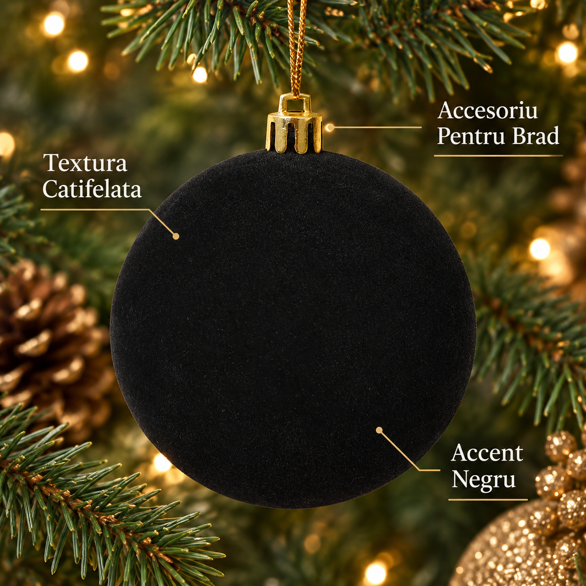 Glob Negru Catifelat Elegant 8 Cm - avantaje - Shopiens