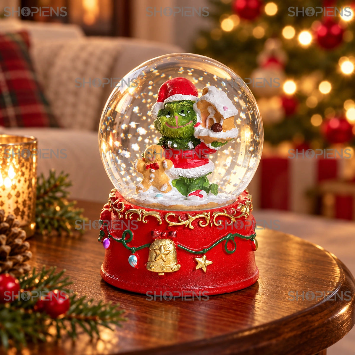 Glob decorativ cu elf și dulciuri, 9 cm într-un decor festiv de seară | Shopiens®