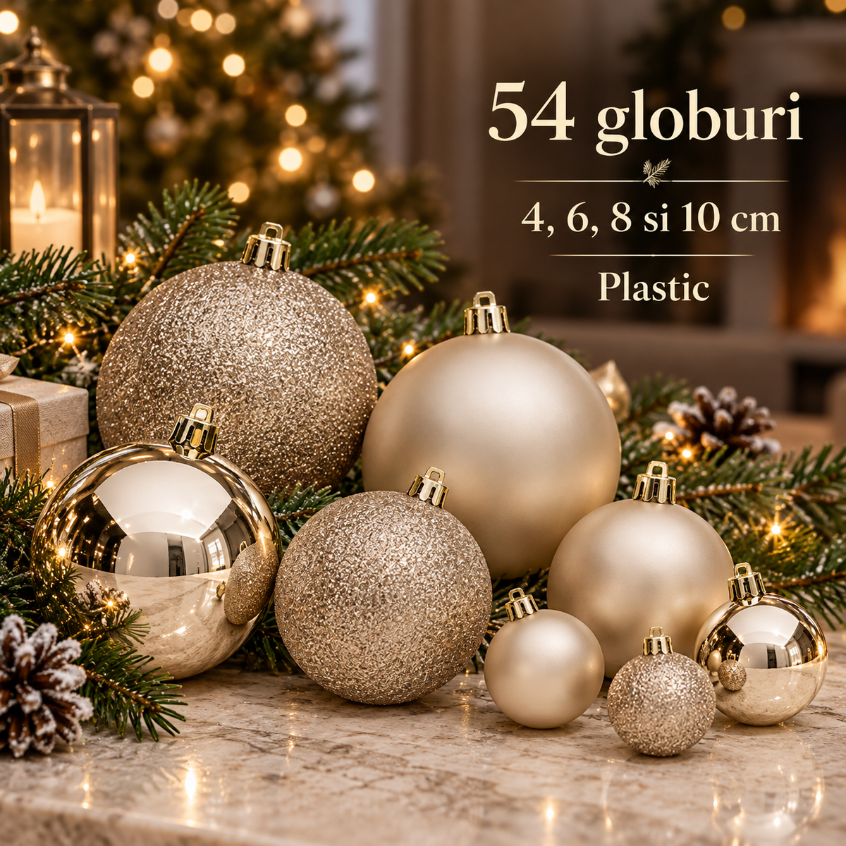 Globuri Bej Sampanie - Colectie De 54 De Piese - specificatii - Shopiens