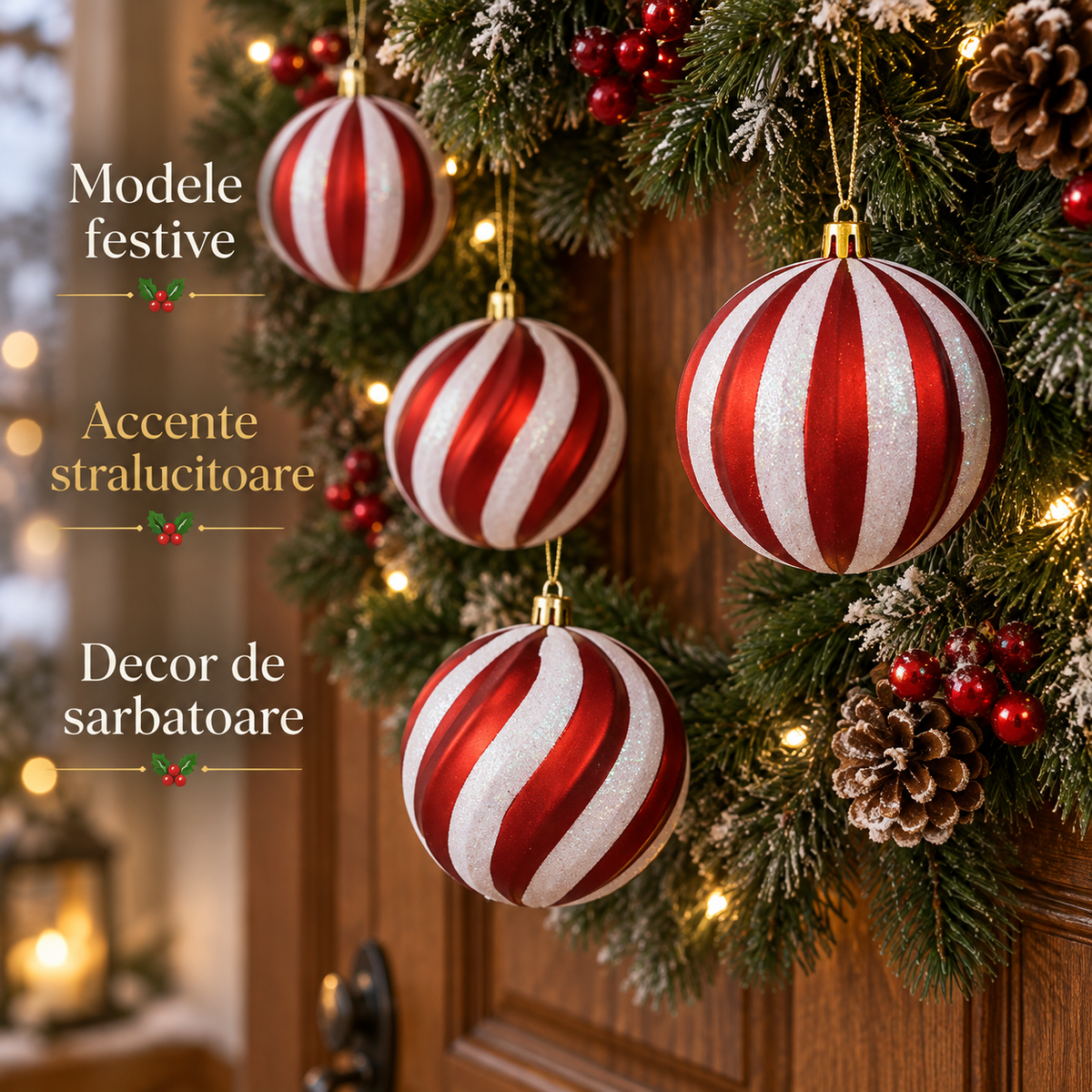 Globuri Candy Cu Dungi Irizate, Set 6, 8 Cm - avantaje - Shopiens