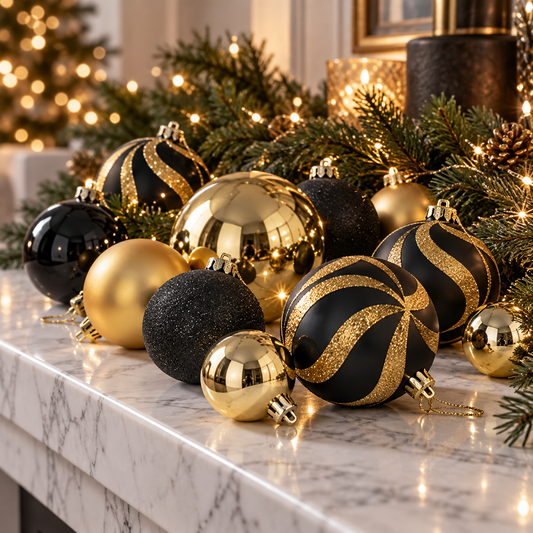 Globuri Negre Si Aurii - Set Festiv De 55 Piese - lifestyle principala - Shopiens