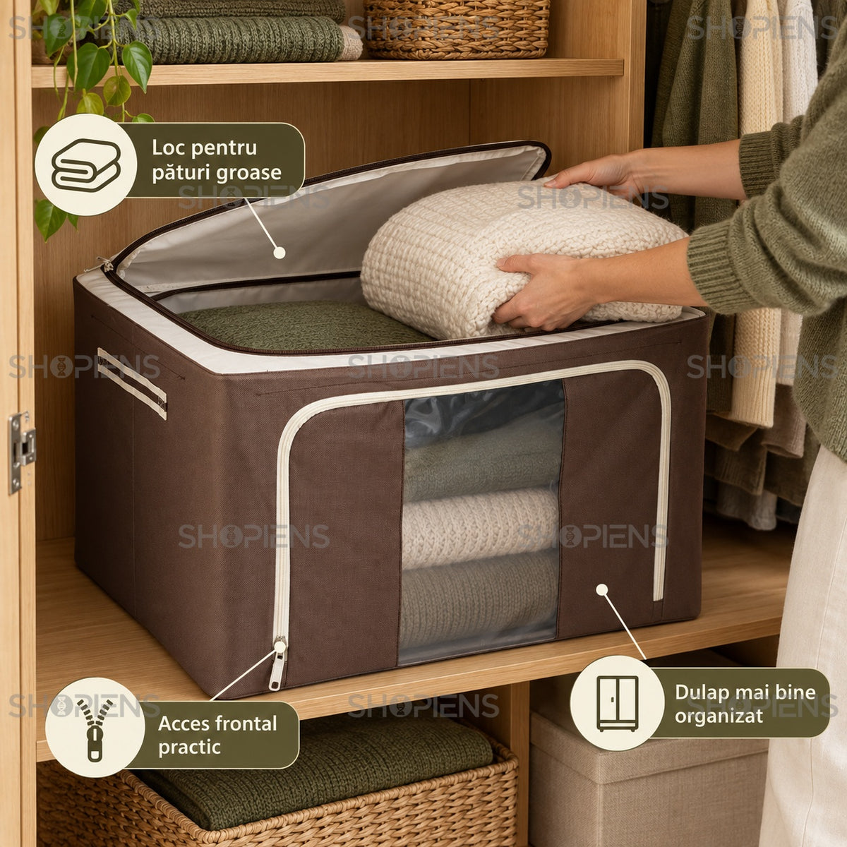 Husă cu acces frontal pentru textile, 88 l