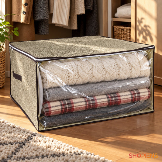 Husă încăpătoare pentru textile, bej, 65 × 55 × 40 cm