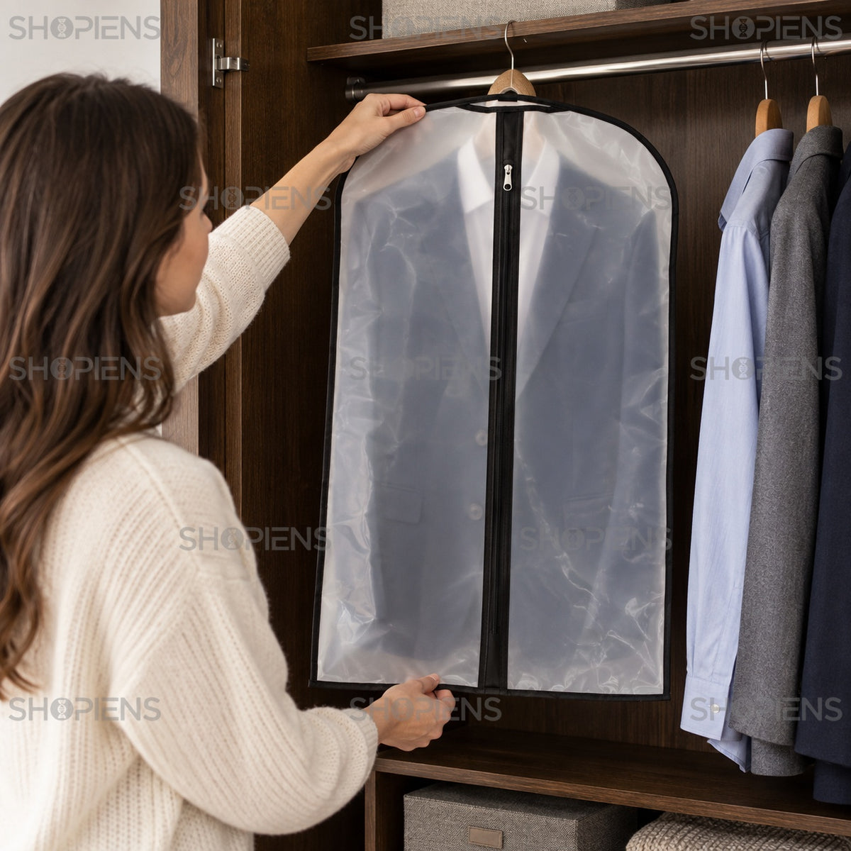 Husă transparentă pentru costum, 90 cm