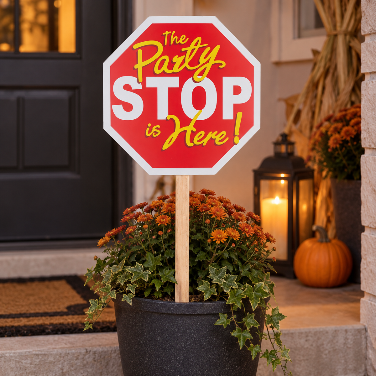 Indicator Din Lemn STOP The Party Is Here, 66 Cm - Shopiens