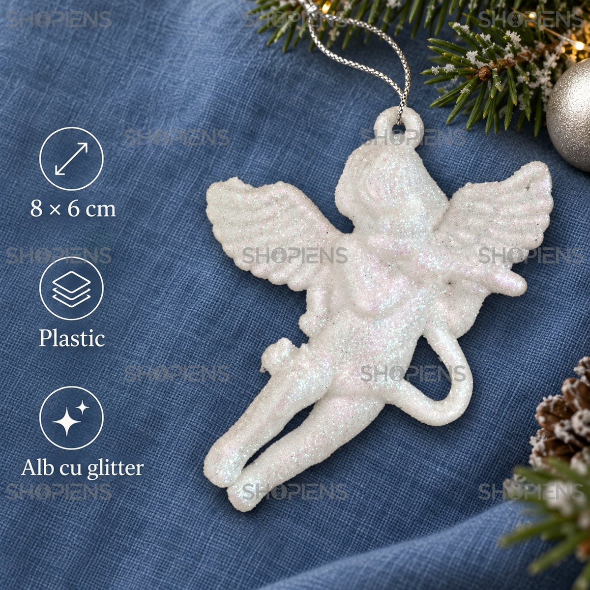 Îngeraș alb de 8 × 6 cm din plastic – specificații – Shopiens